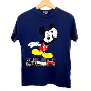 Vintage 90s Disney unlimited Mickey Mouse tshirt navy blue single stitch small